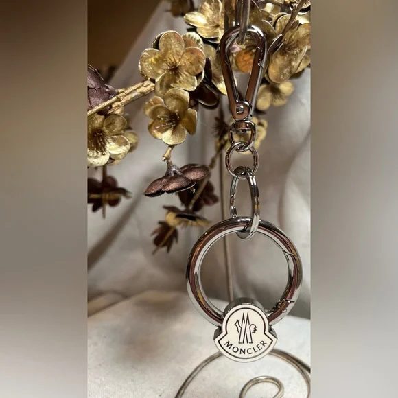New. Moncler Silver and Cream Keychain Stocking Stuffer Christmas - Picture 2 of 6